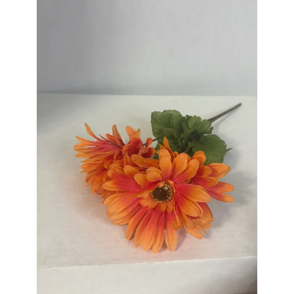 Artificial Fall Floral Stems Bundle Orange Yellow Red Sunflowers Maple Leaves